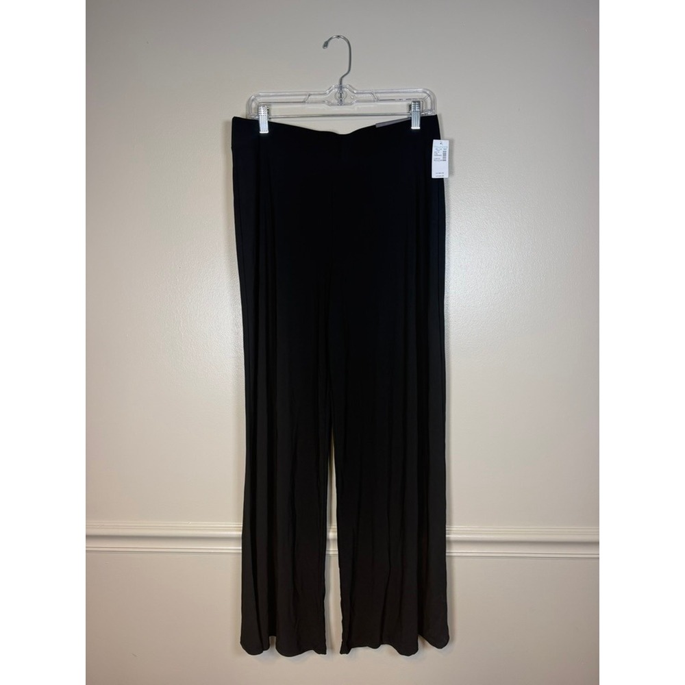 NWT Maurices Wide Leg Pants Womens L Black New High Rise Regular Knit Slacks
